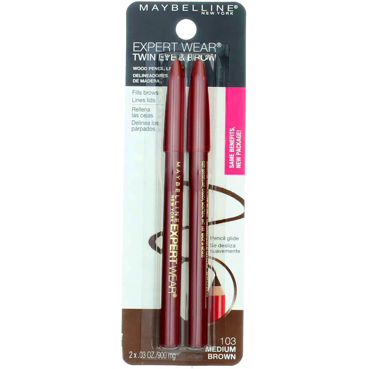 Maybelline New York Expert Wear Twin Brow & Eye Pencils Makeup, Velvet Black, 2 Count Twin (total 4 pencils ), 2 Count (Pack of 2)